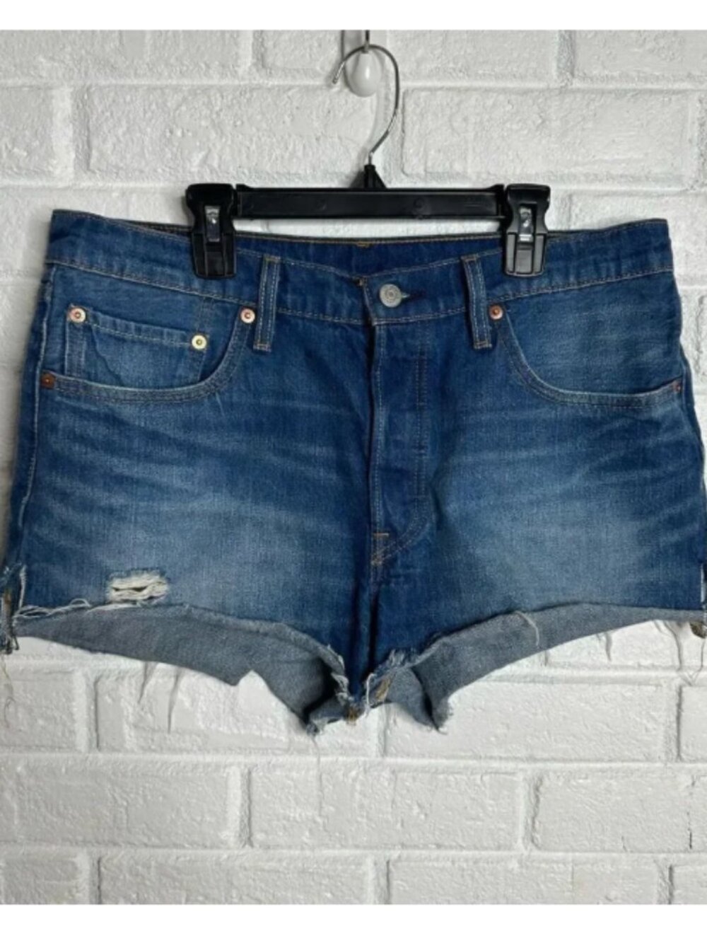 Levis Denim Cut Off Distressed Shorts Button